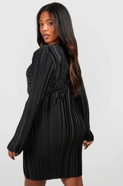 Plus Wide Plisse Twist Front Wrap Dress