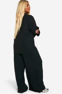 Plus Woven Ensemble coordonné : chemise oversize en tissu tissé et pantalon à cordon de serrage