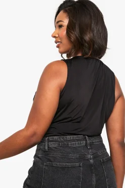 Plus Wrap Ruched Trim Detail Bodysuit