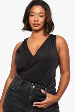 Plus Wrap Ruched Trim Detail Bodysuit
