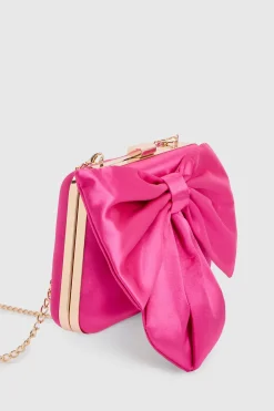 Pochette Azalée En Satin Avec Nœud Décoratif