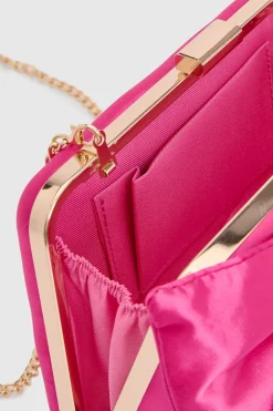 Pochette Azalée En Satin Avec Nœud Décoratif