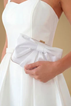 Pochette De Mariée Azalée En Satin Avec Détail Nœud
