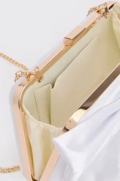 Pochette De Mariée Azalée En Satin Avec Détail Nœud