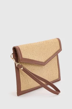 boohoo Pochette En Raphia Contrastée Avec Anse Amovible< Pochettes|Sacs À Main
