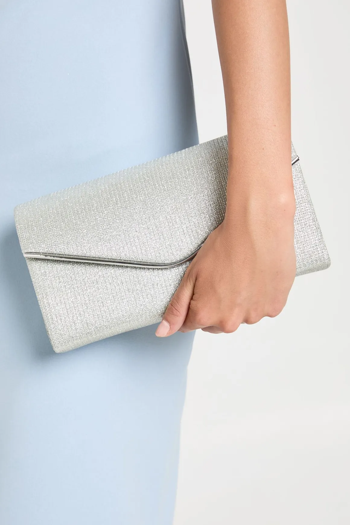 Pochette Enveloppe Grande À Paillettes Argentées