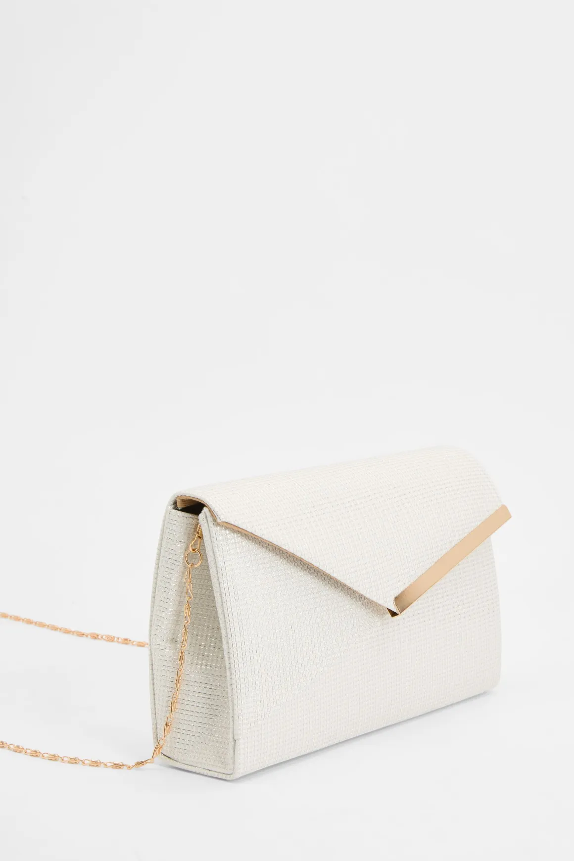 Pochette Enveloppe À Paillettes Blanches