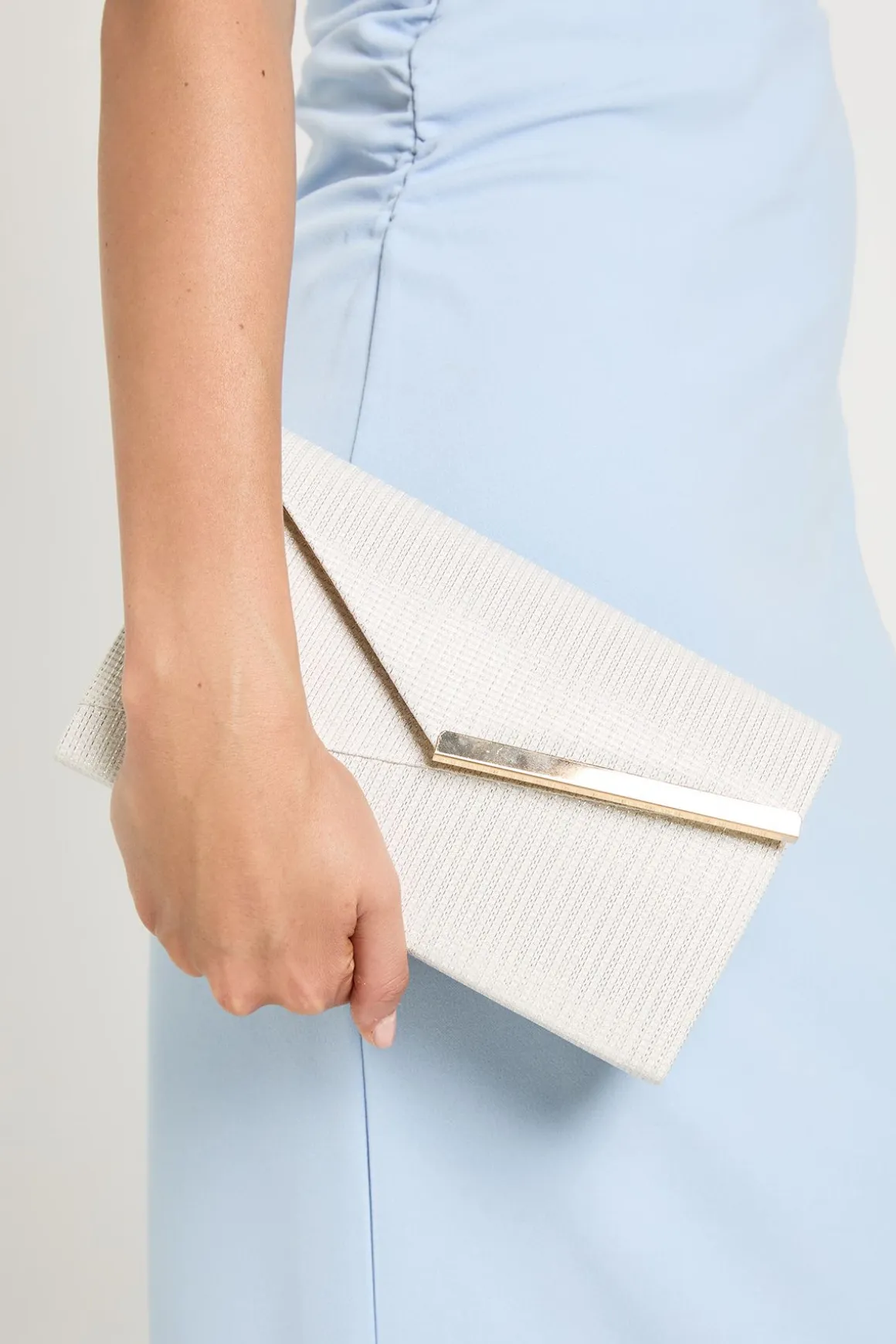 Pochette Enveloppe À Paillettes Blanches