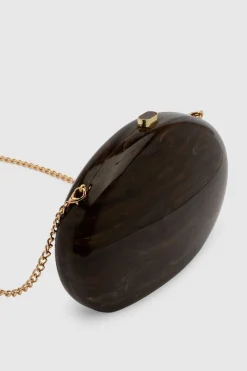 Pochette Rigide Coque Marbrée Chocolat