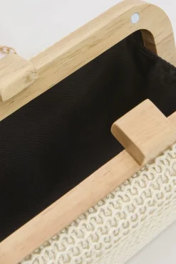 boohoo Pochette Rigide En Bois Et Raphia< Pochettes|Sacs À Main