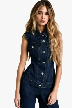 boohoo Pocket Detail Denim Waistcoat<Femme Tailleurs|Denim