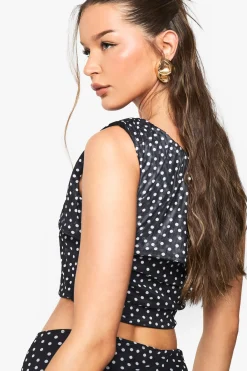 boohoo Polka Dot Mesh Off Shoulder Top<Femme Pois|Tops