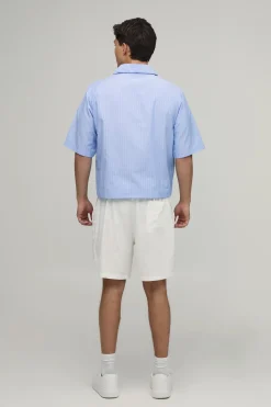 boohooMAN Polo Ample Oversize À Rayures Popeline Et Col En V<Homme Polos
