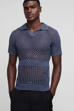 boohooMAN Polo à col boutonné et coutures apparentes<Homme Polos|Maille