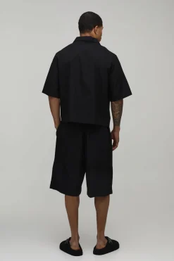 Polo Col V Ample En Mélange De Lin Avec Broderie Florale