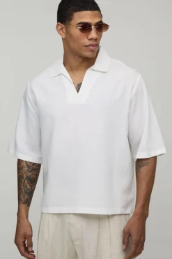 Polo Col V Ample En Mélange De Lin
