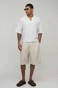 Polo Col V Ample En Mélange De Lin