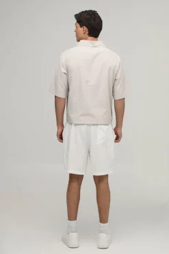 Polo Col V Rayé En Popeline Coupe Oversize Boxy