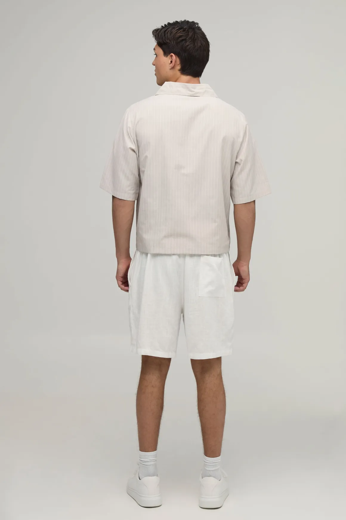 Polo Col V Rayé En Popeline Coupe Oversize Boxy