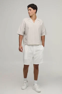 Polo Col V Rayé En Popeline Coupe Oversize Boxy