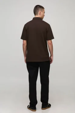 Polo à Col Zippé Coupe Régulière Tissage Chevrons Épais Texturé