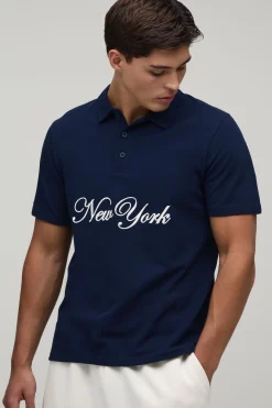 Polo Coupe Regular Avec Broderie New York