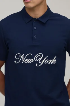 Polo Coupe Regular Avec Broderie New York