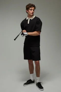 boohooMAN Polo De Golf Piqué Surdimensionné À Col Contrasté Active<Femme Polos|Athleisure