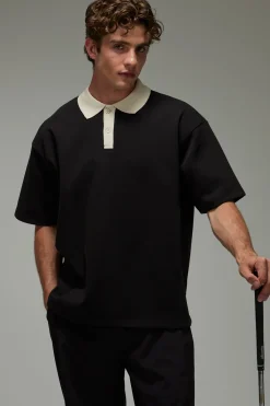 boohooMAN Polo De Golf Piqué Surdimensionné À Col Contrasté Active<Femme Polos|Athleisure