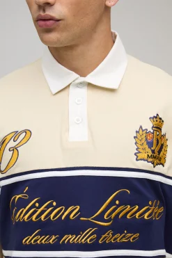 boohooMAN Polo de rugby brodé varsity oversize<Homme Polos