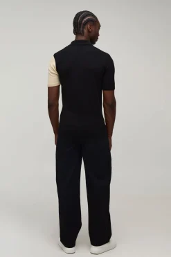 Polo En Maille Ajustée À Manches Courtes Avec Blocs De Couleur Pour Homme Grand
