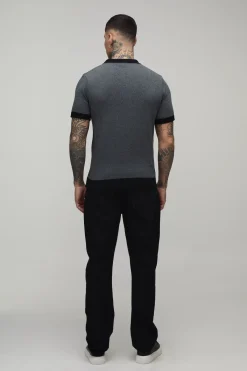 boohooMAN Polo En Maille À Col Revere Coupe Regular En Mélange De Coton Tall<Homme Tout Afficher|Maille