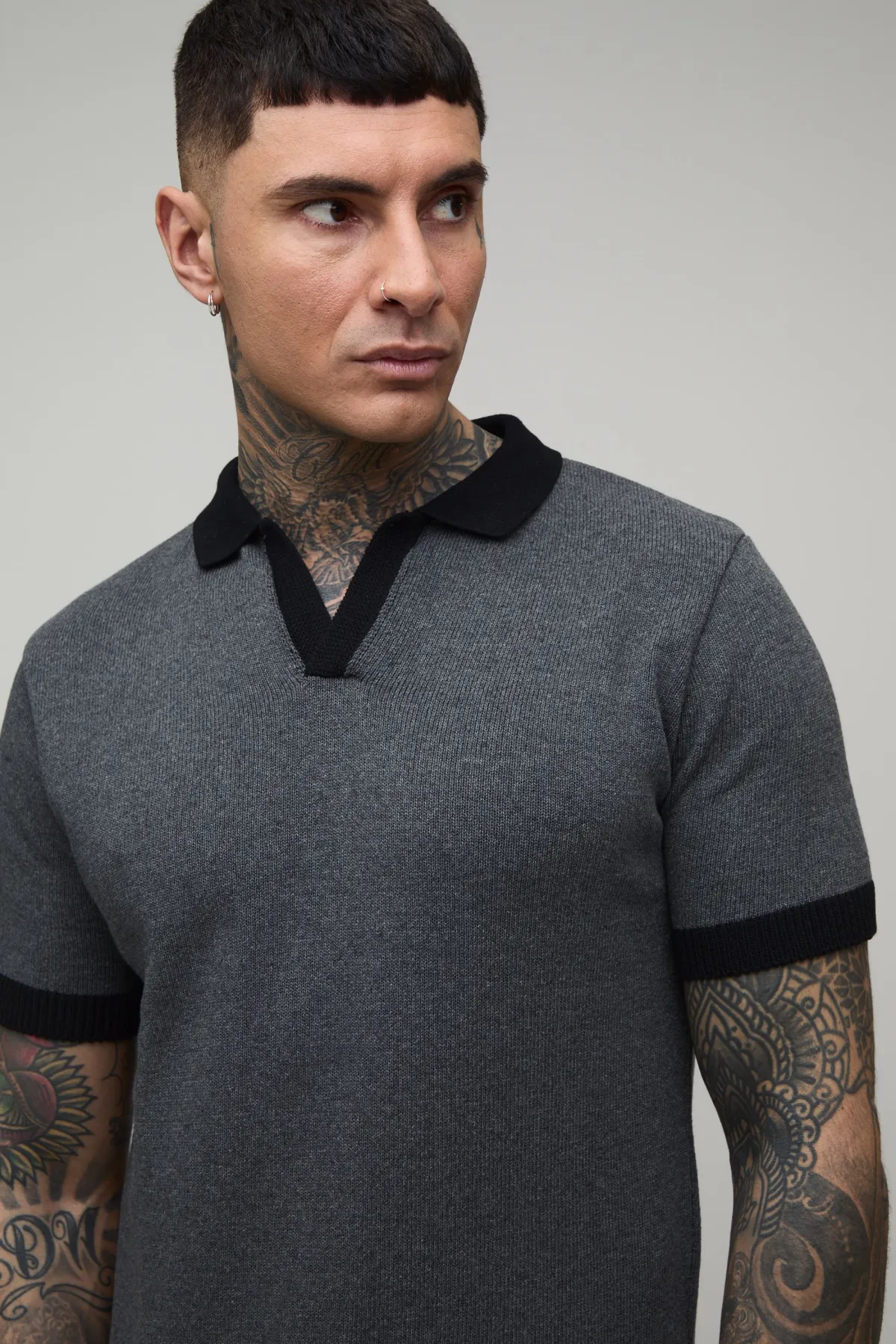 boohooMAN Polo En Maille À Col Revere Coupe Regular En Mélange De Coton Tall<Homme Tout Afficher|Maille