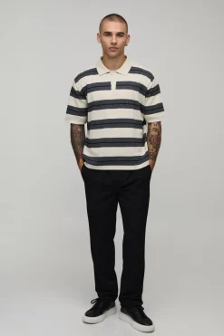 Polo En Maille Rayée Coupe Boxy Oversize