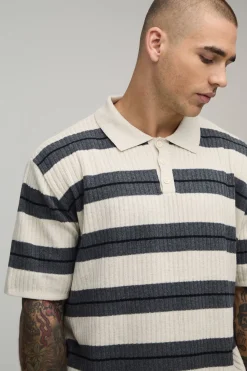 Polo En Maille Rayée Coupe Boxy Oversize