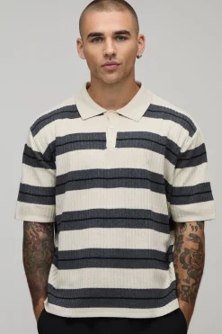 Polo En Maille Rayée Coupe Boxy Oversize