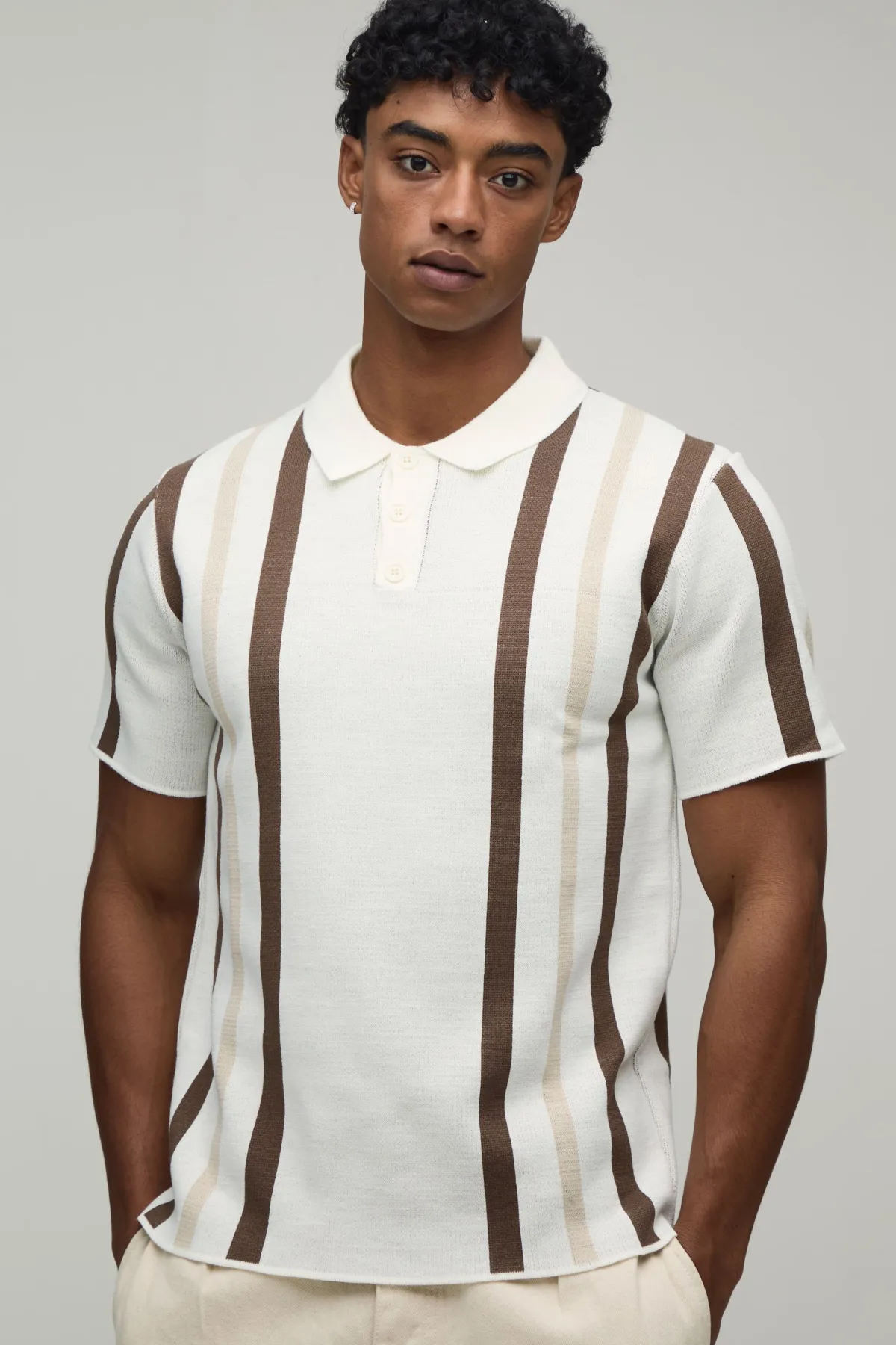boohooMAN Polo En Maille Rayée Coupe Regular<Homme Polos|Maille