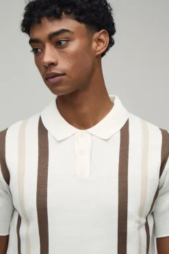 boohooMAN Polo En Maille Rayée Coupe Regular<Homme Polos|Maille