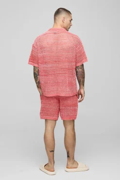 Polo en maille tricotée à col boutonné en fil torsadé surdimensionné