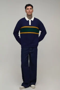 Polo Grand En Maille Piquée À Manches Longues Coupe Décontractée Avec Blocs De Couleur