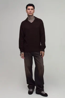 Polo Grande Taille À Manches Longues En Maille Côtelée Douce À Manches Raglan Coupe Regular