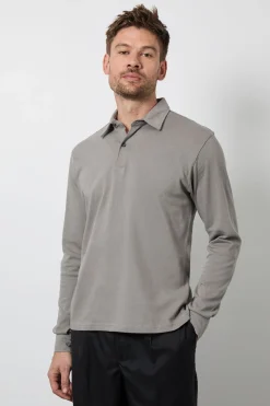 Polo Gris À Manches Longues Élégant