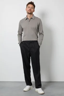 Polo Gris À Manches Longues Élégant