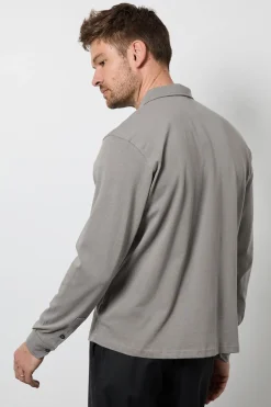 Polo Gris À Manches Longues Élégant