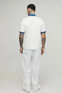 boohooMAN Polo Interlock À Col Zippé Et Panneaux Contrastés Coupe Ajustée Tall<Homme Polos|Tout Afficher