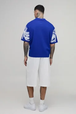 boohooMAN Polo Jacquard Tricoté Motif Visage Abstrait Coupe Ample Oversize Tall<Homme Tout Afficher|Maille