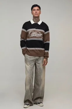 Polo Jacquard Tricoté À Rayures Varsity Coupe Regular Tall