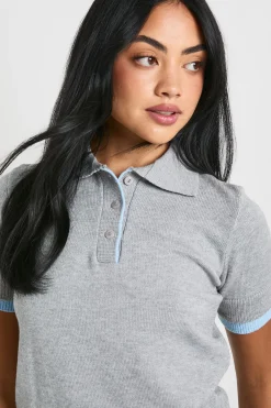 boohoo Polo léger en maille double couche<Femme Pulls Et Gilets|Toutes Les Mailles
