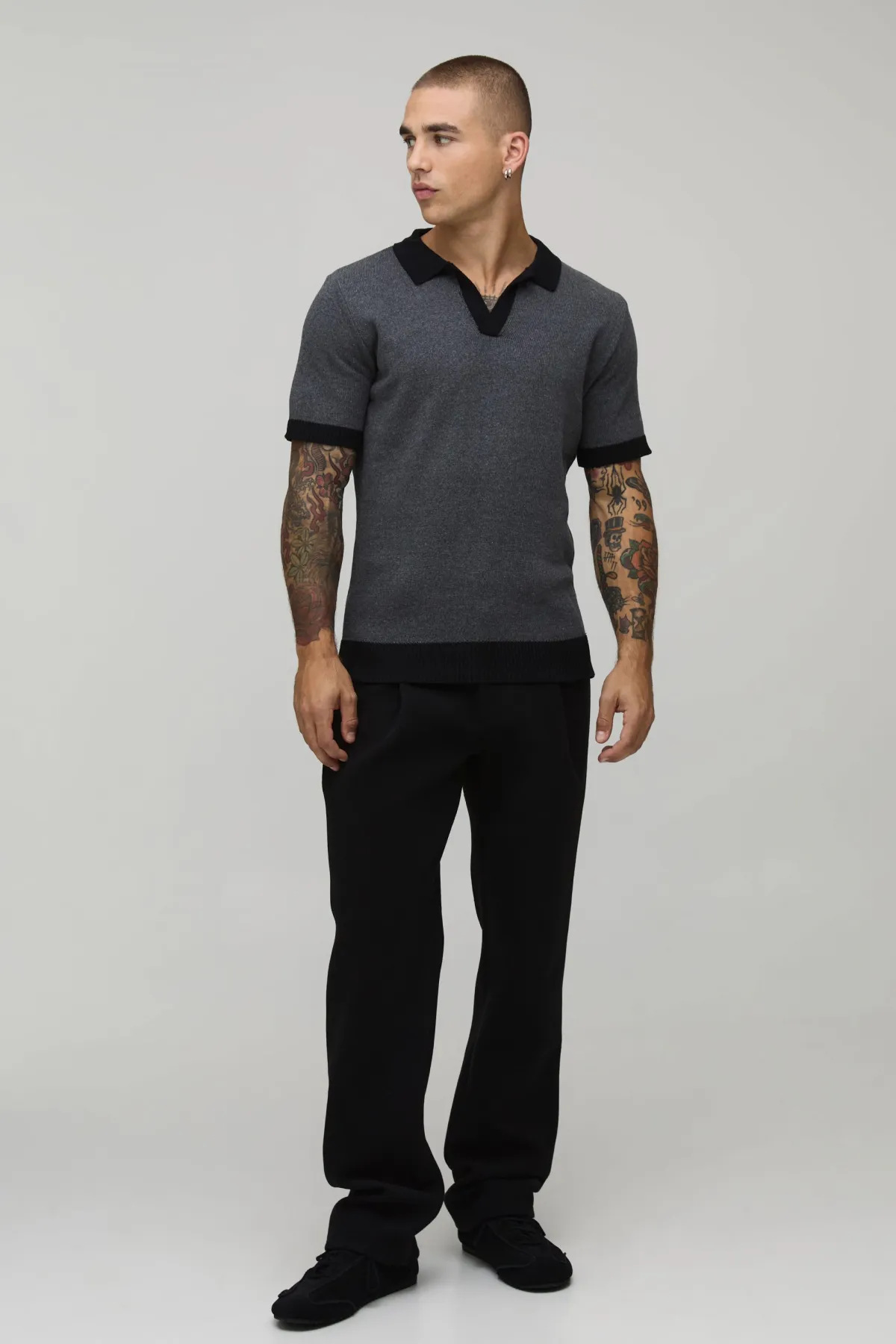 boohooMAN Polo Maille Coton Mélangé Coupe Regular Col Revere<Homme Polos|Maille
