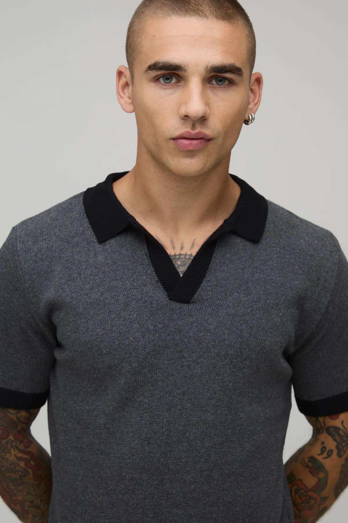 boohooMAN Polo Maille Coton Mélangé Coupe Regular Col Revere<Homme Polos|Maille